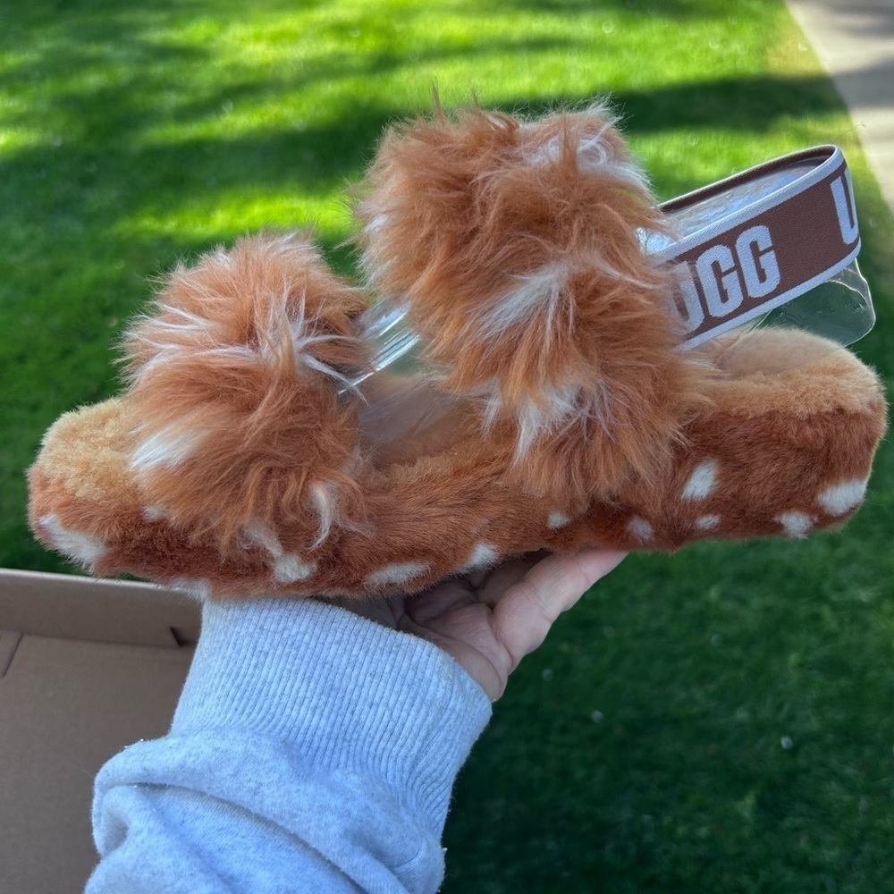 NIB UGG Women's Oh Yeah Spots Slipper 1118165 Natural Real Lamb Fur | Size 6 - Picture 6 of 9